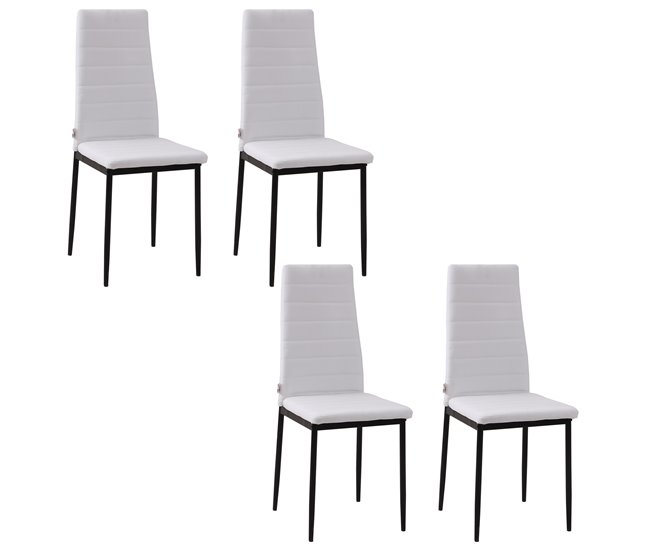  Cadeiras de jantar HOMCOM 835-483V01BK Branco