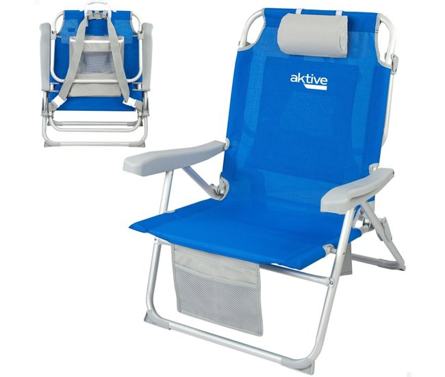 Cadeira Dobrável com Apoio para a Cabeça Azul