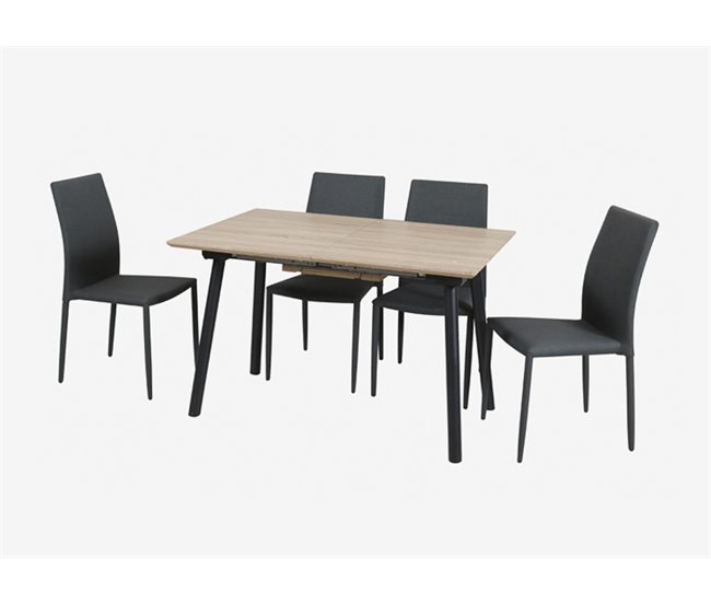 Conjunto de mesa e quatro cadeiras LOTTO Carvalho
