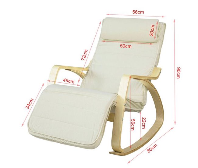 Cadeira de baloiço com apoio para os pés ajustável FST16-DG SoBuy Branco