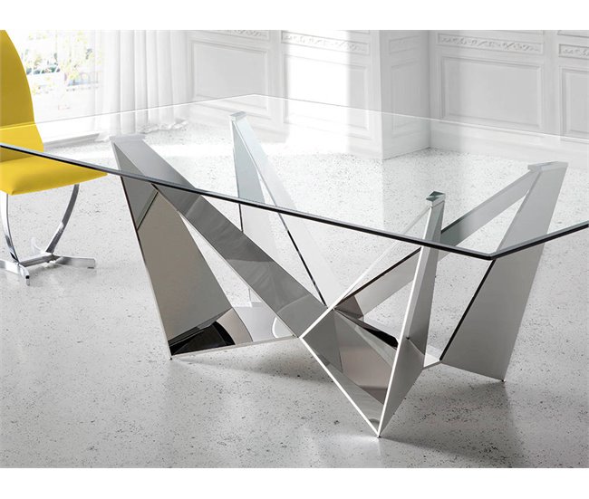 Mesa de jantar rectangular de vidro ANGEL CERDA Transparente