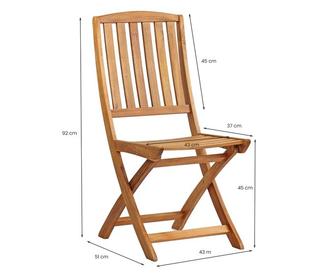 Conjunto de 2 cadeiras de jardim dobráveis em madeira Madeira