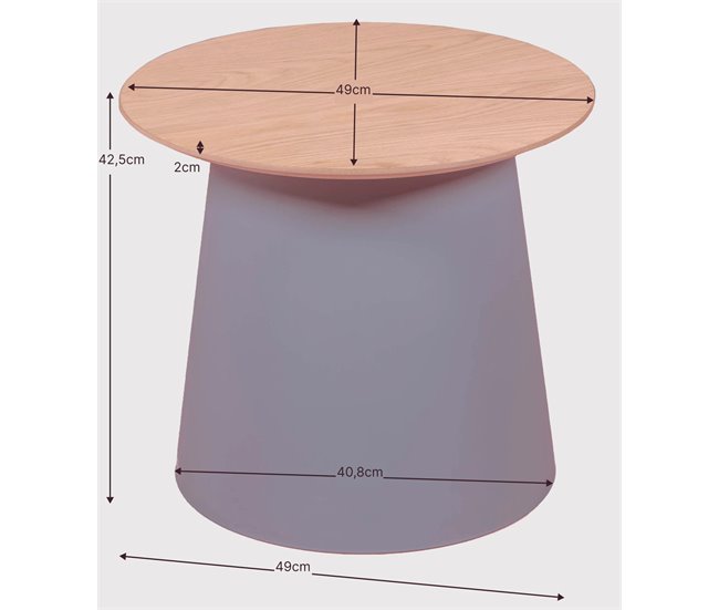Mesa lateral redonda de madeira de carvalho  - Norway 49x49 Cinza