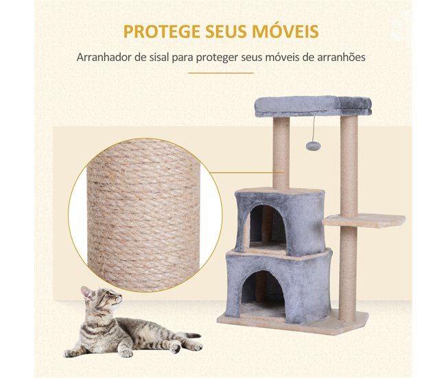 Árvore Arranhador para Gatos PawHut D30-218GY Cinza