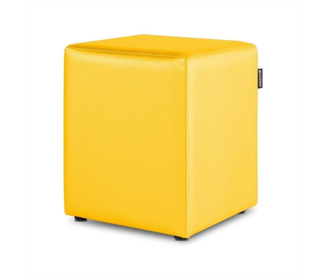 Puff Cube Leatherette Interior Blue Happers HAPPERS Amarelo