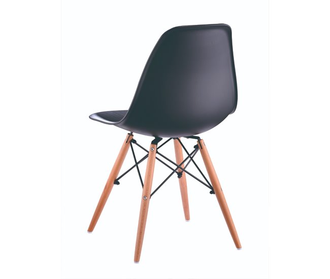 Cadeira de cozinha OSLO . Assento e encosto em plástico e pernas de madeira. Preto