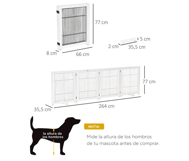 Barreira de Segurança para Cães PawHut D06-116 Branco