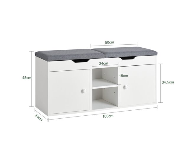 Armário de corredor Sapateira + bengaleiro SoBuy FSR96-W+FRG282-W Branco