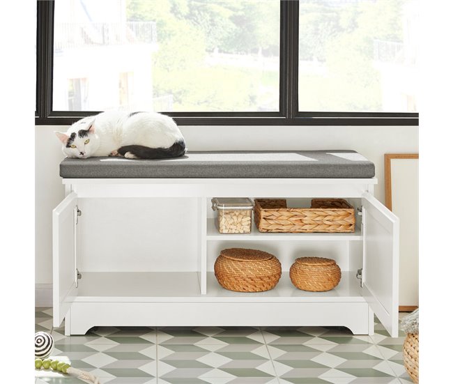 Casa para gatos com 3 tigelas incorporadas FSR136-W SoBuy Branco