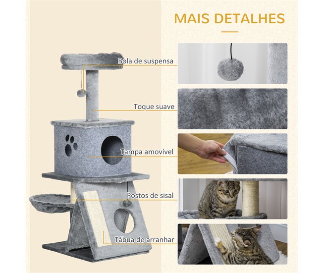 Árvore para Gato PawHut D30-570V00GY Cinza