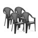  Conjunto de 4 cadeiras empilháveis Coral Cinza Escuro