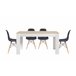 Mesa de jantar ou cozinha branca/cambria + 4 cadeiras cinza estilo nórdico 138x80 Branco/ Preto