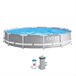 INTEX Prism Frame piscina redonda desmontável com sistema de filtragem Cinza