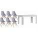 Mesa de jantar ou cozinha branca + 6 cadeiras brancas estilo nórdico 138x80 Branco/cinza