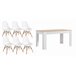 Mesa de jantar ou cozinha branca/cambria + 6 cadeiras brancas estilo nórdico 138x80 GR242213112