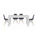 Mesa de jantar ou cozinha branca + 4 cadeiras brancas estilo nórdico 138x80 Branco/ Preto