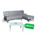 Sofá-cama com chaise longue e mesa de apoio Cinza Claro