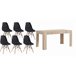 Mesa de jantar ou cozinha Cambria + 6 cadeiras brancas estilo nórdico 138x80 Madeira