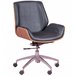 Cadeira de escritório em nogueira e em couro italiana - Nordic Preto