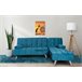 Sofá-cama com chaise longue e mesa de apoio Azul
