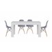 Mesa de jantar ou cozinha branca + 4 cadeiras brancas estilo nórdico 138x80 Branco/cinza