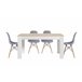 Mesa de jantar ou cozinha branca/cambria + 4 cadeiras cinza estilo nórdico 138x80 Branco/cinza