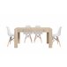 Mesa de jantar ou cozinha Cambria + 4 cadeiras cinza estilo nórdico 138x80 Natural/ Branco