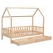 Cabina-cama de madeira para crianças MARCEAU com gavetas 98x197 Castanho