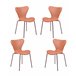 Conjunto de 4 cadeiras vintage em pele sintética - Seven Castanho