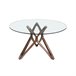 Mesa de jantar redonda vidro e madeira Transparente