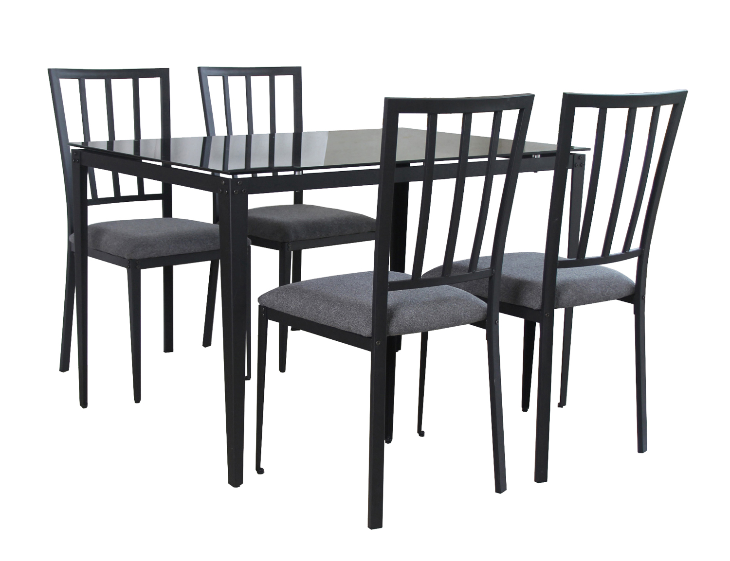Conjunto mesa y 4 sillas de cocina BERRY Gris - Conforama