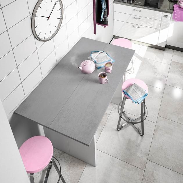 Mesa extensible de cocina ANNA Blanco y cemento - Conforama