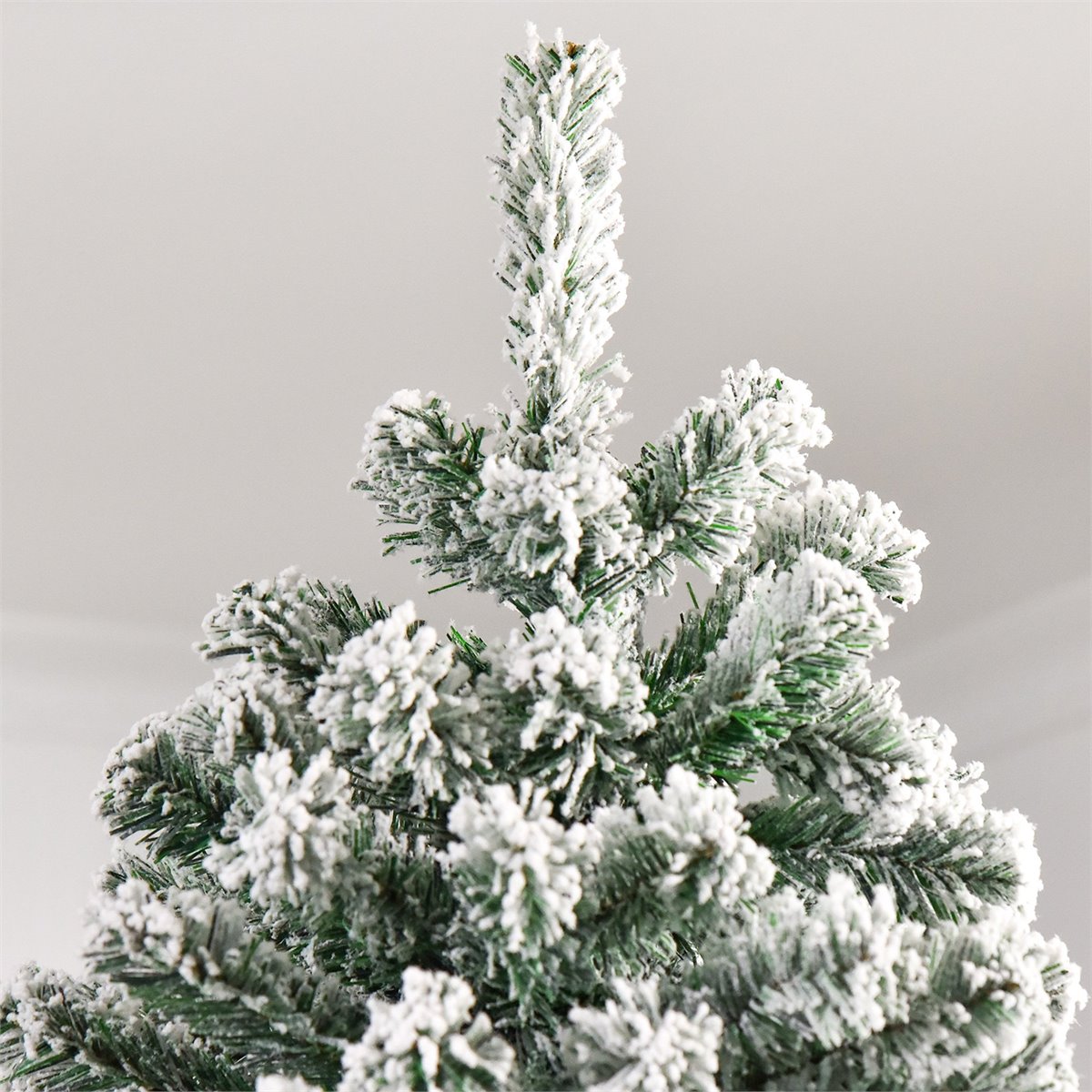 HOMCOM Árvore de Natal Ø140x225cm Neve Artificial com 1083 Pontas de PVC  Base Dobrável e Suporte de Metal Decoração de Natal para Interiores Verde e  Branco 225cm