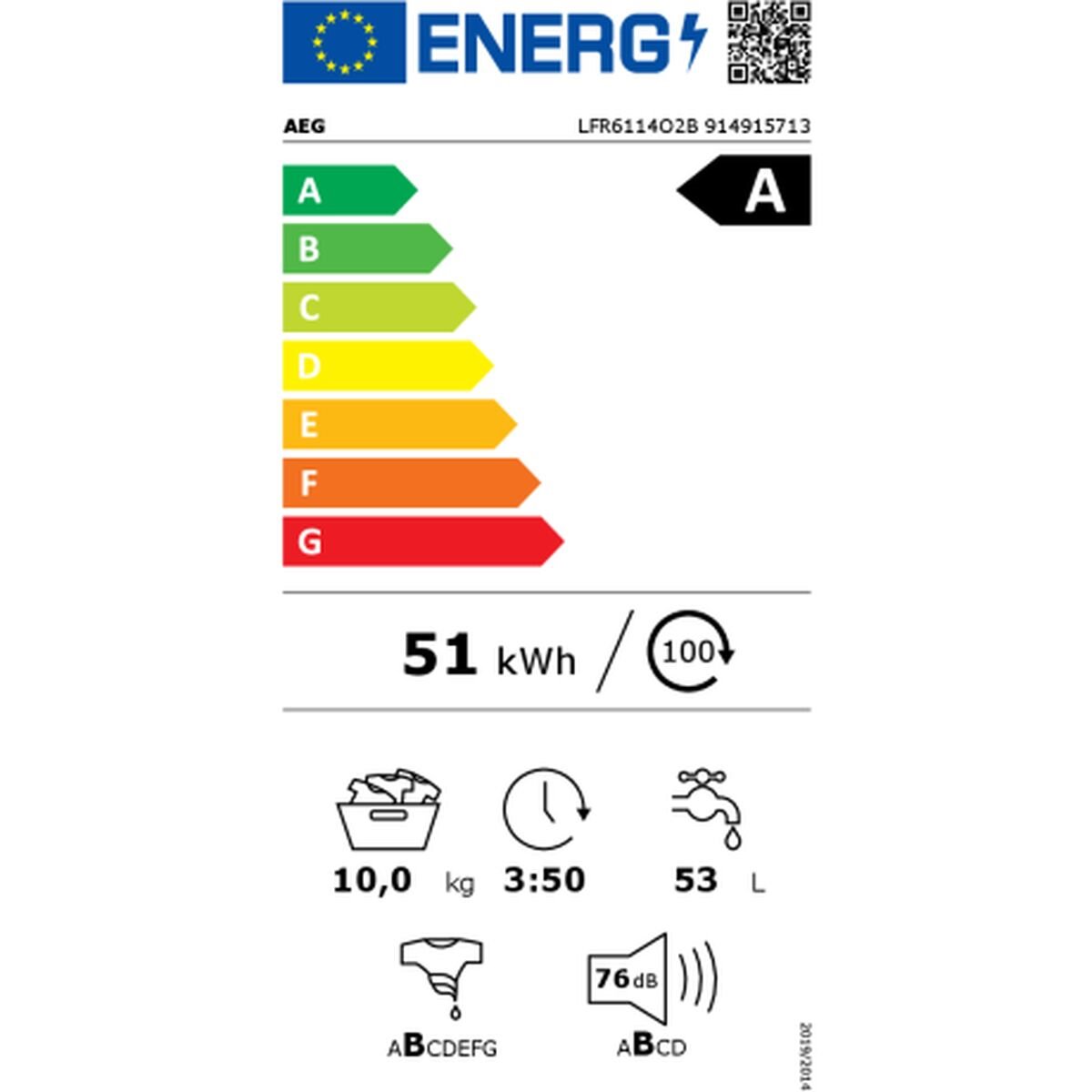 Máquina De Lavar Aeg LFR6114O2B Branco 10 Kg 1400 Rpm 60 Cm - Conforama