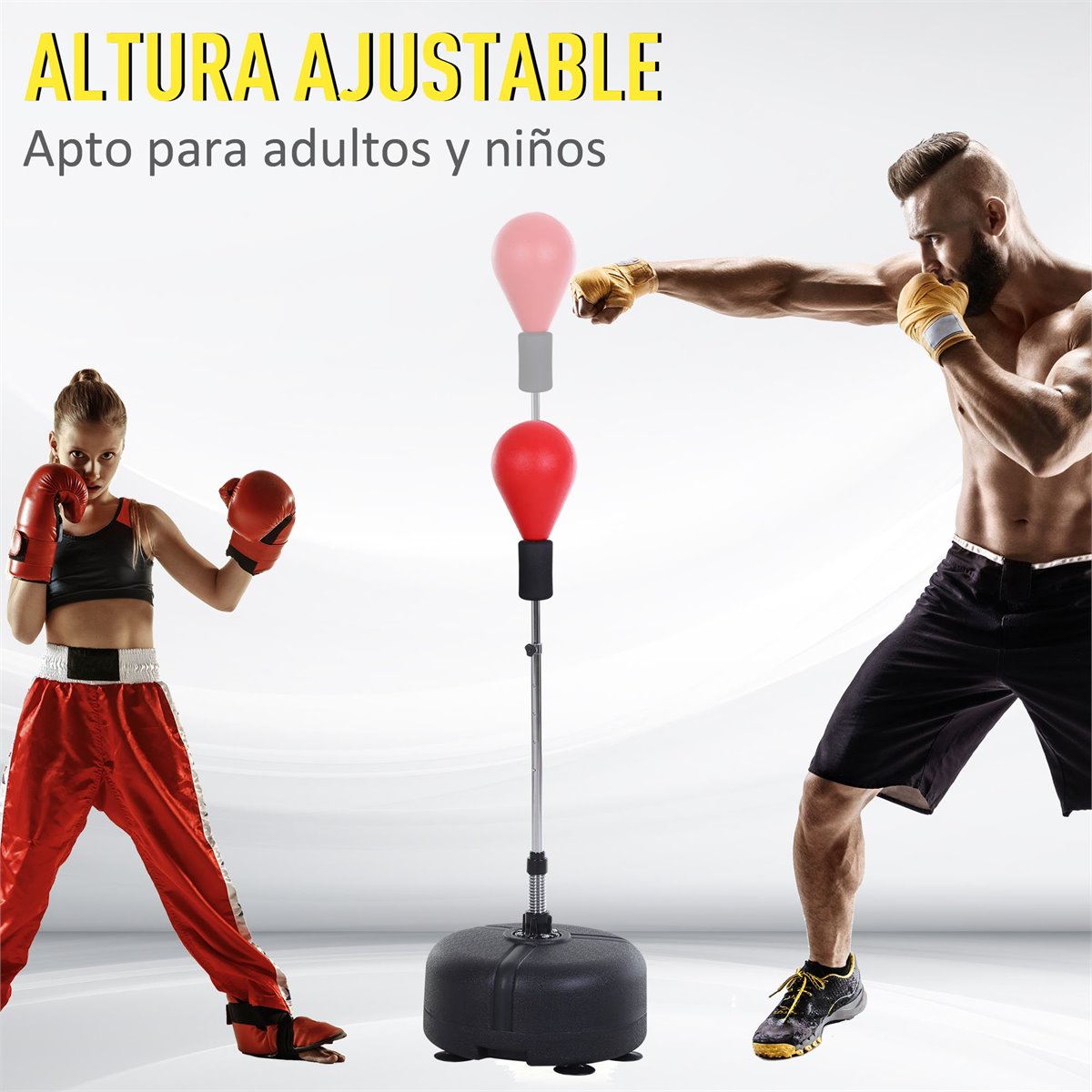 Homcom Saco De Boxe De Pé Com Altura Ajustável 136 154 Cm E Base Almofadada Saco De Boxe Com 5100