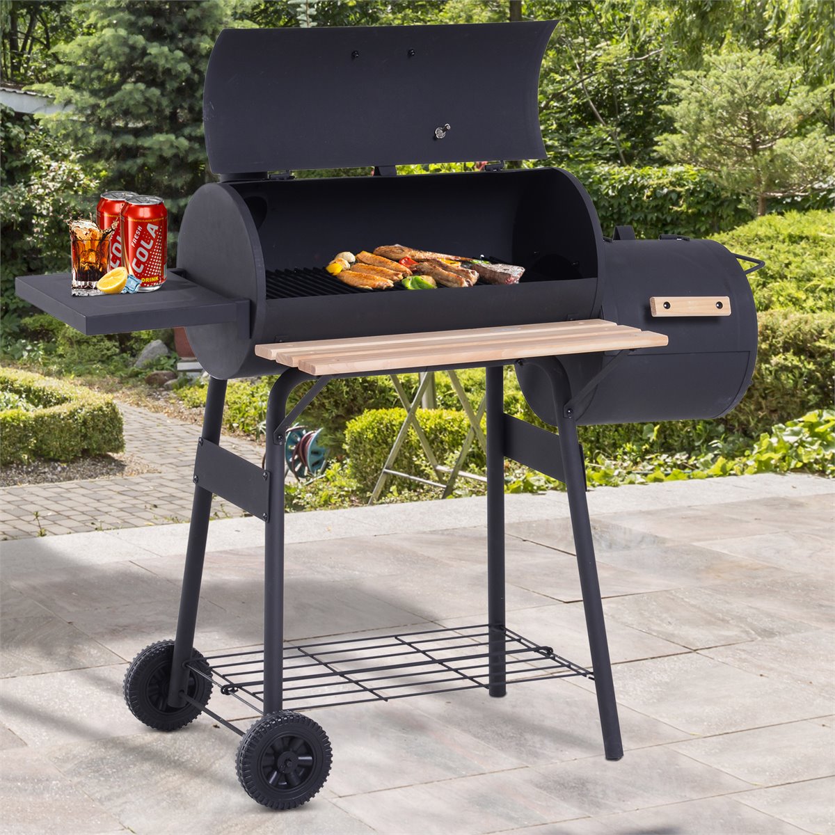 Outsunny Outdoor Cooking Grill Multifunctional Portable Charcoal