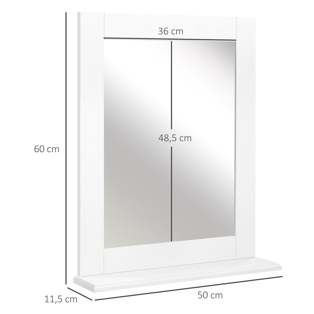 kleankin Espelho de casa de banho 50x11,5x60 cm Espelho de parede