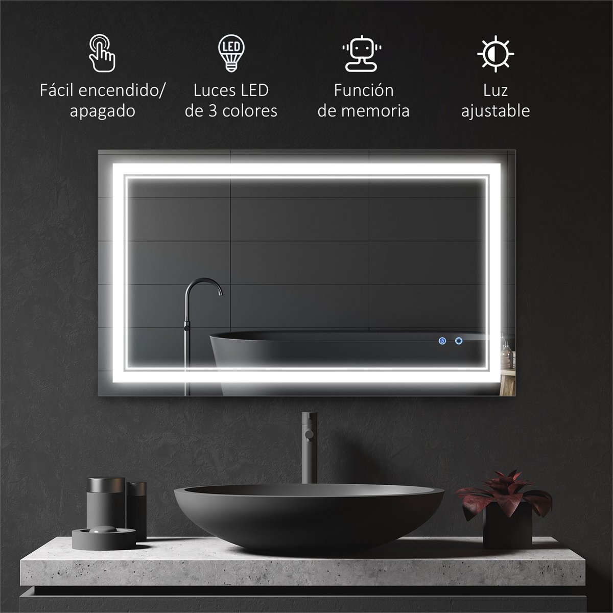 Espelho de casa de banho suspenso com iluminação LED, espelhos de toucador  redondos com luz, para barbear, guarda-roupa, salas de estar, decoração de