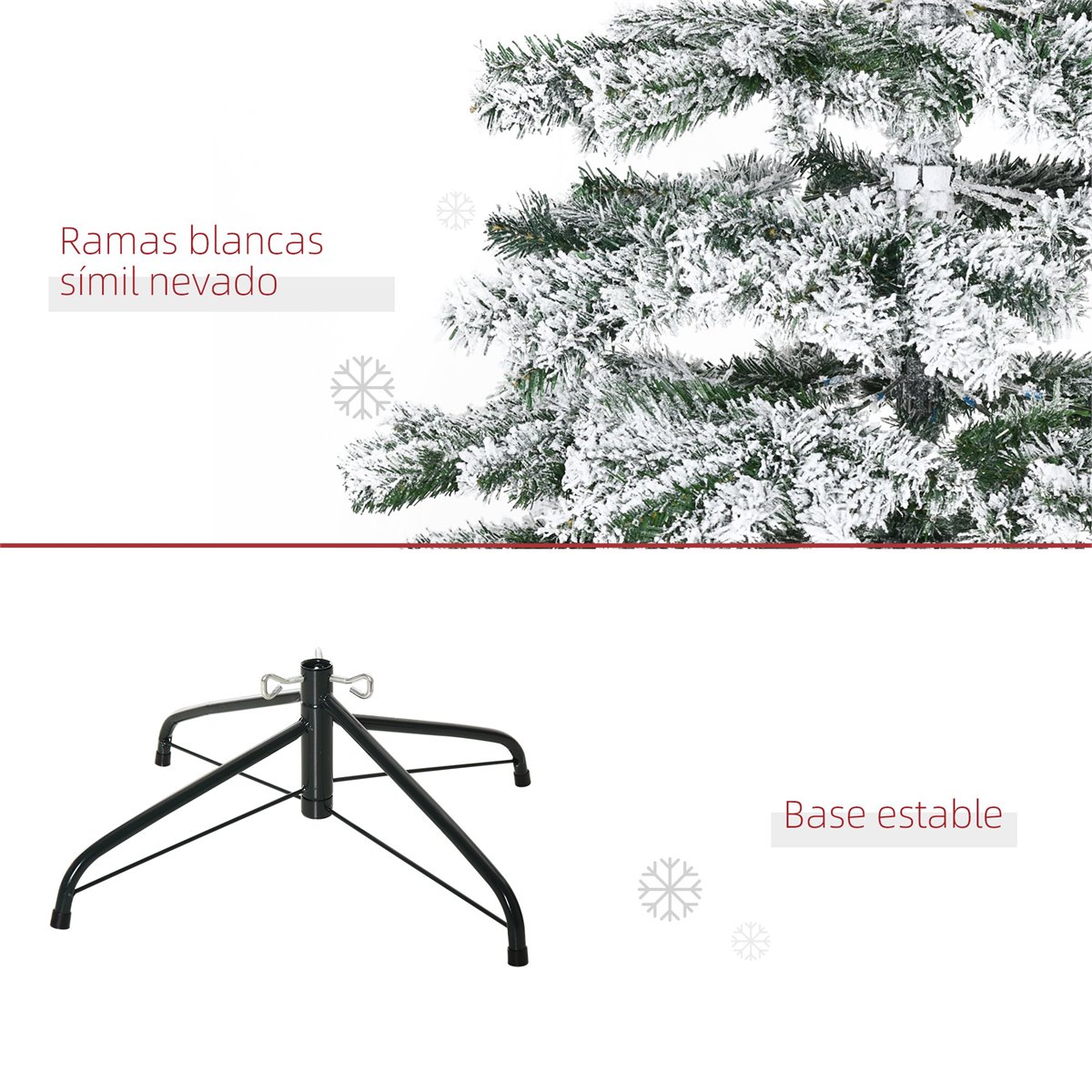 Árvore de Natal Ø140x225cm com Neve Artificial e 1083 Pontas | O Meu Jardim