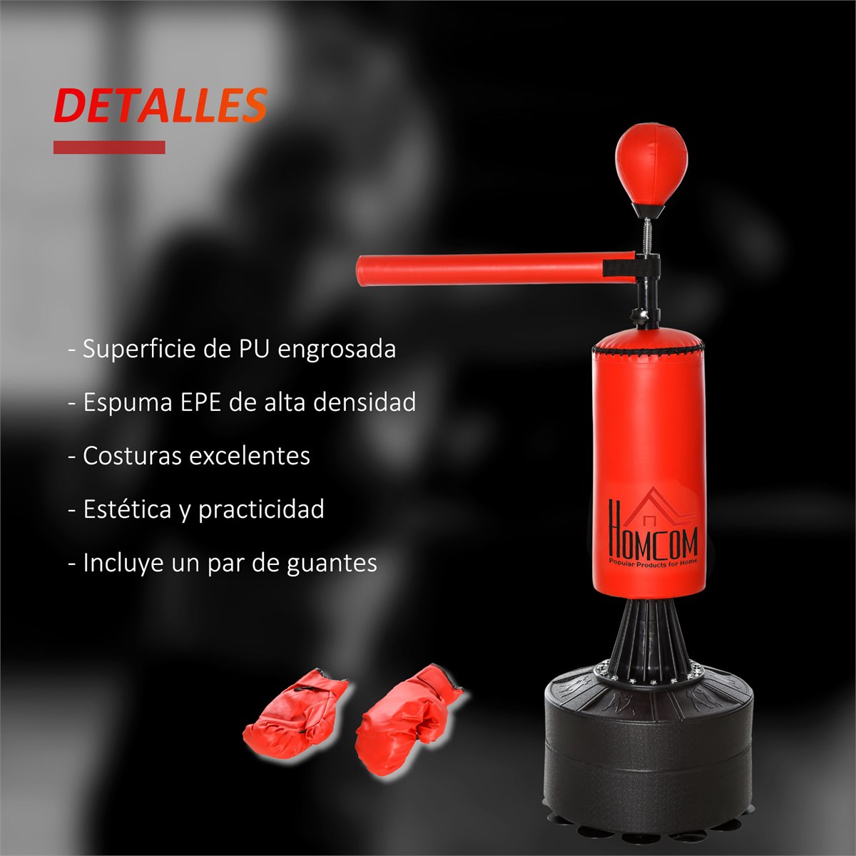 Homcom Saco De Boxe De Pé Com Speed Ball E Barra De Boxe Rotativa De 360° Para Adultos E 1410