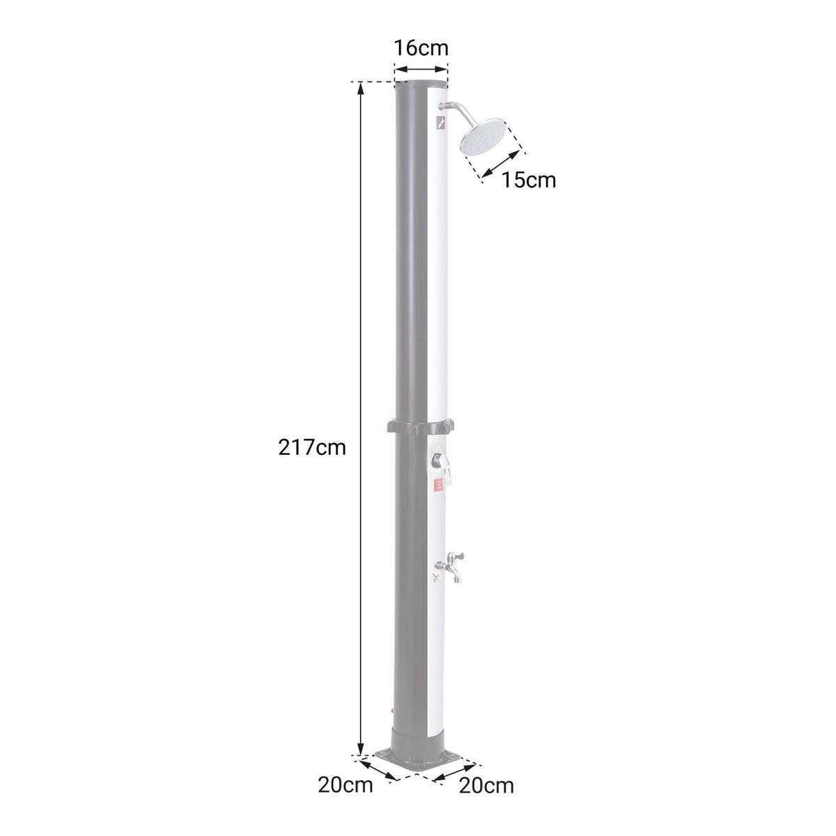 Duche Solar Exterior 40L Duche de Jardim com Cabeçal Torneira Água